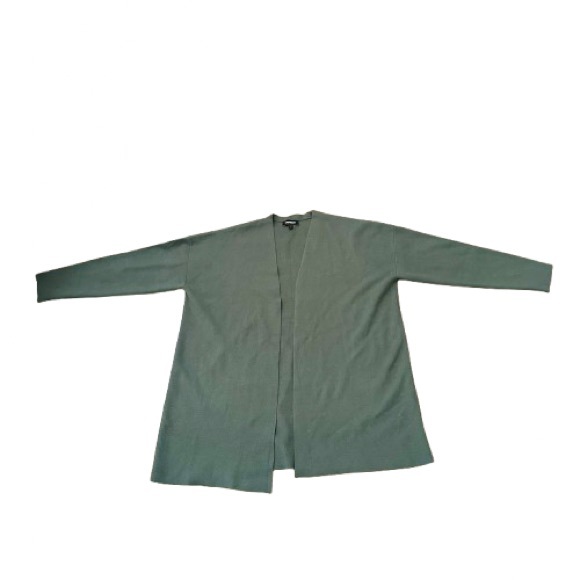 NWOT! Express Cozy Fall Winter Hunter Green Long Open Cardigan in Size Large - Picture 3 of 9